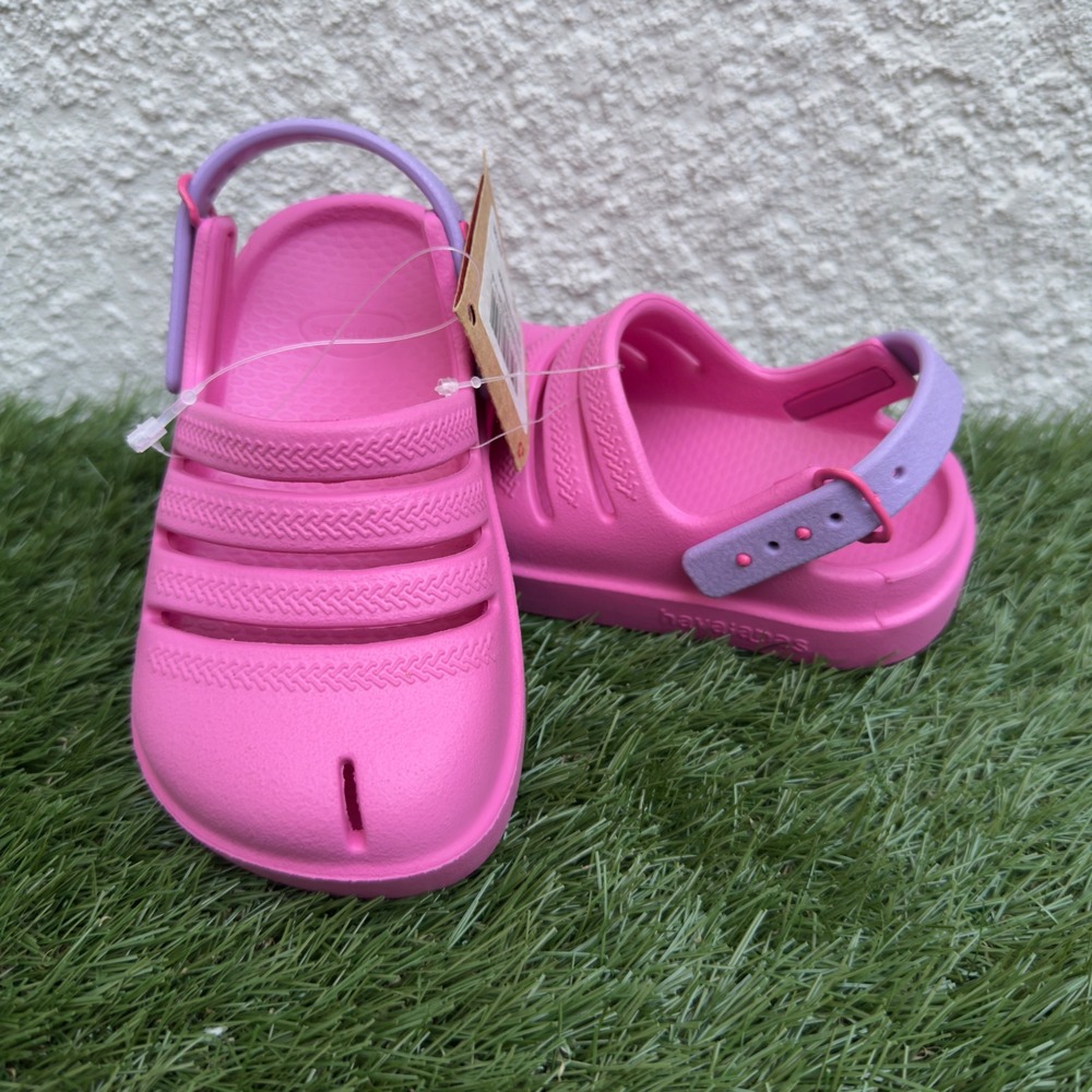 Havaianas Pink Flux Clogs Little Kids Size 9C Purple Strap Rubber Sandals NWT